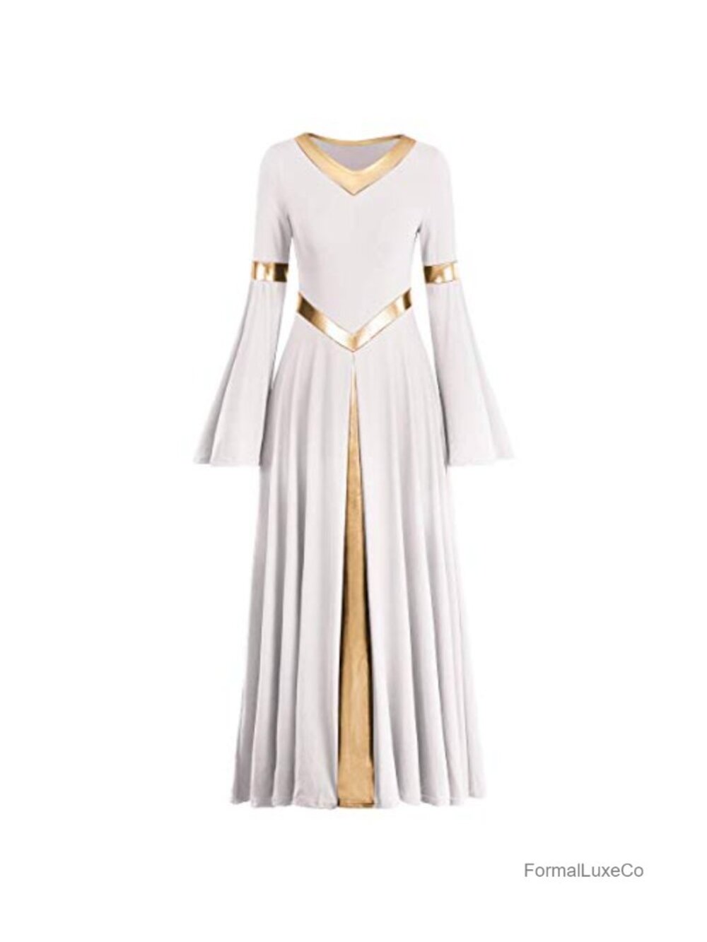 Metallic Praise Dance Dress Women Church Worship Costume Ruffle Swing
